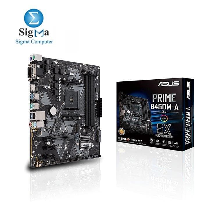 لوحة أم اسوس اسوس Prime B450M-A AMD AM4 mATX مع إضاءة Aura Sync RGB