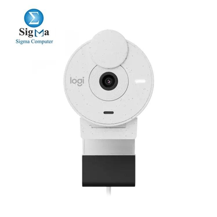 كاميرا ويب لوجيتك Brio 300 بدقة 1080p 30fps، ميكروفون أحادي، USB-C، غطاء خصوصية، متوافقة مع Windows وmacOS وChromeOS - أبيض أوف وايت