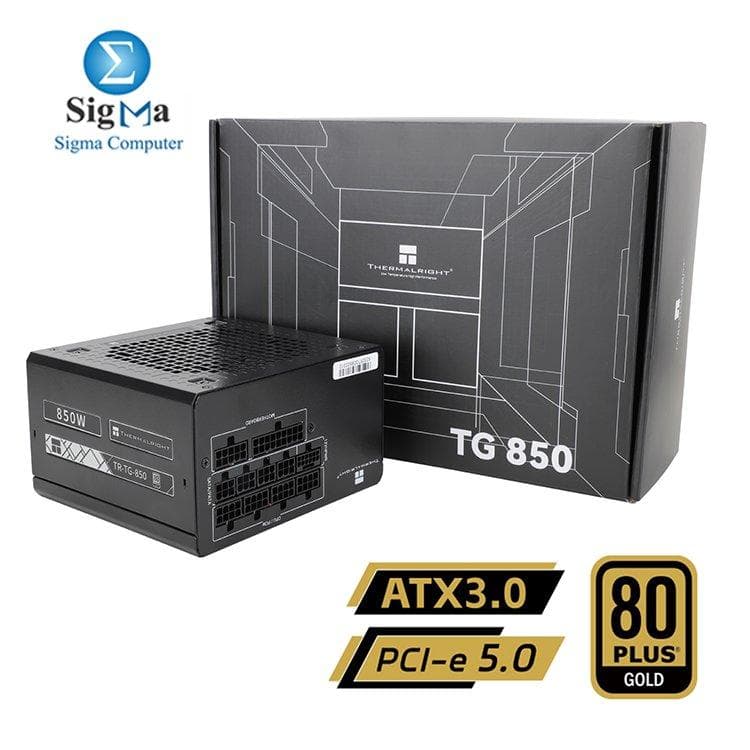 مزود طاقة Thermalright TG-850 – قدرة 850W كامل الوحدات، كفاءة 80 PLUS Gold، مروحة 120mm، مع ميزات حماية كاملة وضمان 5 سنوات.