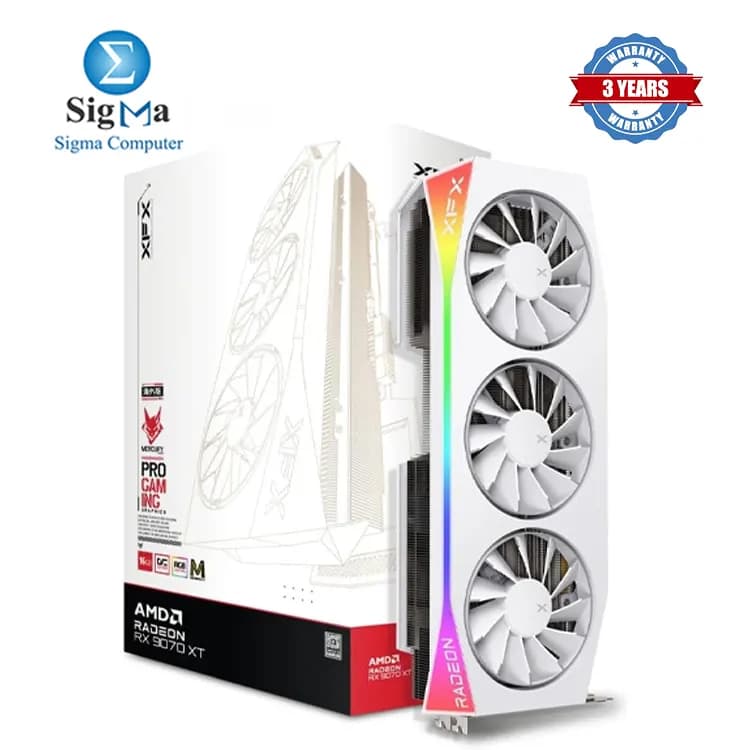 XFX Mercury AMD Radeon RX 9070XT OC White RGB 16GB GDDR6 RDNA 4 3100MHz Boost 256-bit PCIe 5.0 3x DP 2.1 1x HDMI 2.1 Triple-Fan