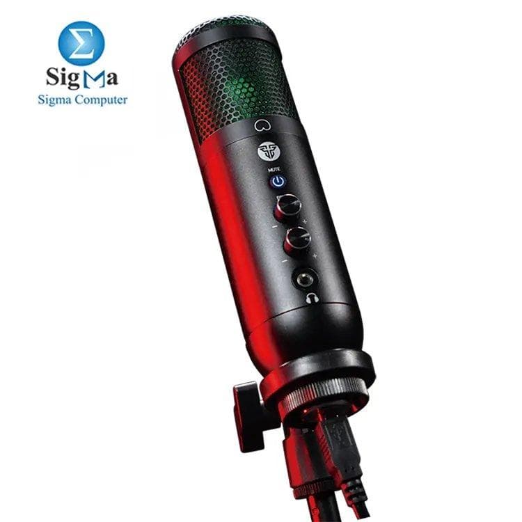 ميكروفون كوندنسر احترافي Fantech LEVIOSA MCX01 بمنفذ USB، نمط التقاط صوت قلبي، إضاءة RGB، حامل ثلاثي قابل للتعديل، استجابة تردد 20Hz-20kHz، ومعدل عينة 48kHz/16-bit