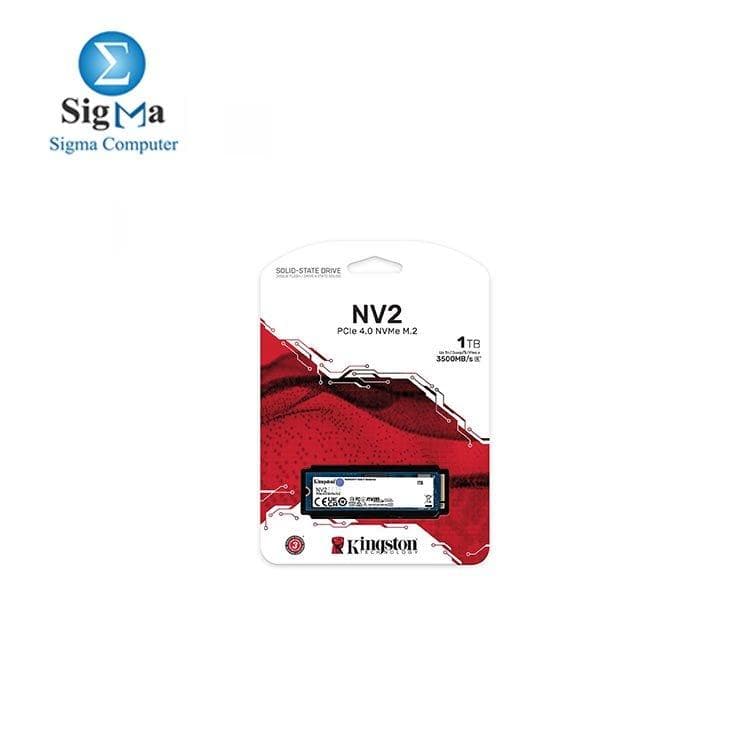 هارد كينجستون NV2 سعة 1TB من نوع M.2 NVMe SSD – PCIe 4.0 x4, 3,500/2,100MB/s, 320TBW, M.2 2280