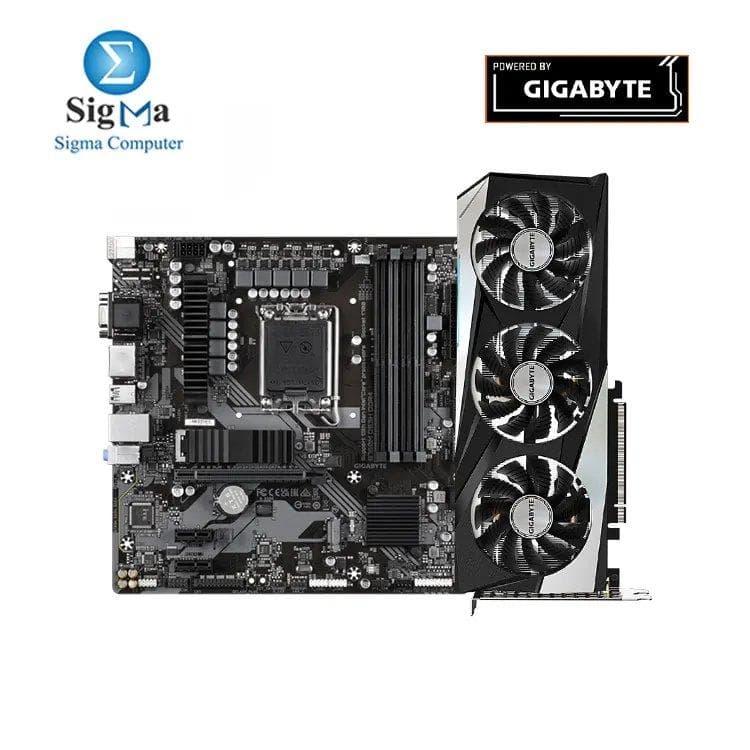 لوحة أم جيجابايت B760M DS3H DDR4 rev. 1.0 وكرت شاشة جيجابايت GeForce RTX 3060 GAMING OC 12G