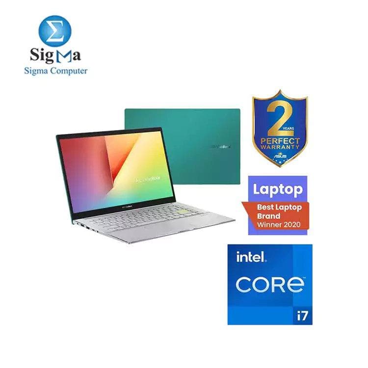 لابتوب اسوس S533EQ-BN277T معالج Core i7 1165G7، رام 16GB، هارد 512GB SSD، شاشة 15.6 FHD، كرت شاشة NVIDIA GeForce MX 350 2GB، ويندوز 10 - لون أخضر