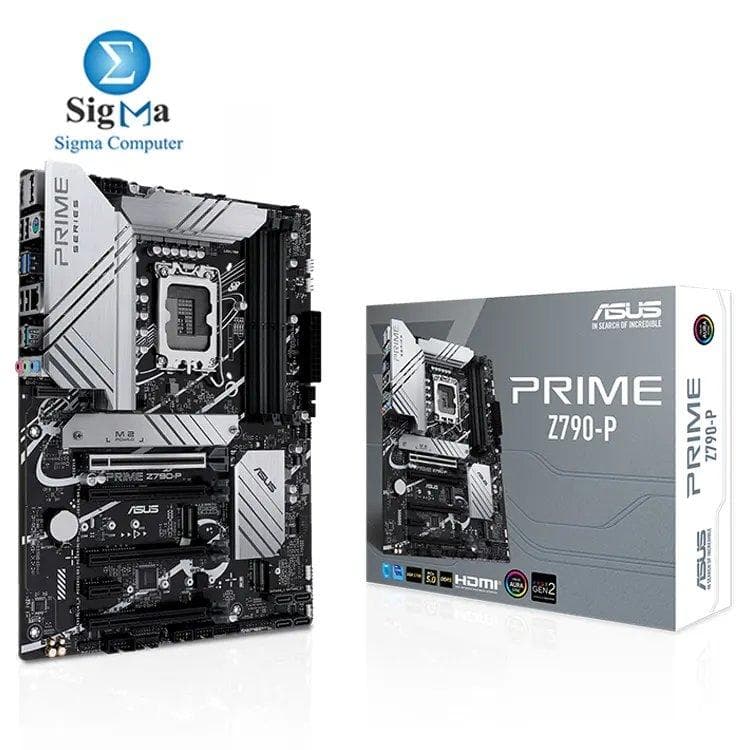 اسوس PRIME Z790-P – LGA1700، DDR5 حتى 192GB، PCIe 5.0، 3 منافذ M.2، شبكة 2.5G، USB-C، إضاءة Aura Sync RGB