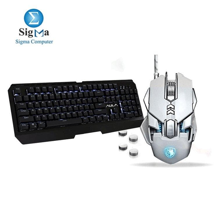 كومبو SigMa يضم كيبورد ميكانيكي Aula 2040 وماوس جيمنج ميكانيكي RGB من Sades