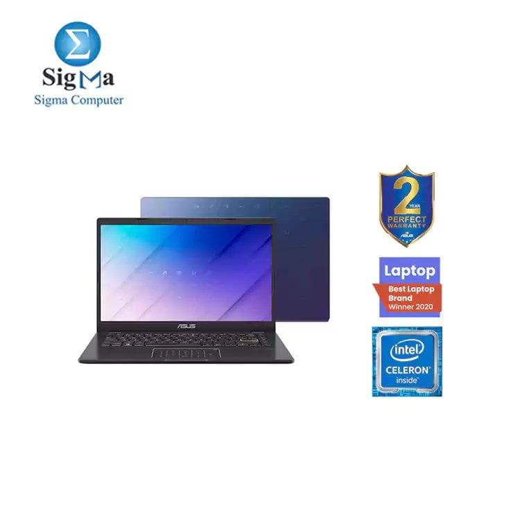 لابتوب اسوس E510MA-BR143T بمعالج Celeron N4020، رام 4GB، هارد 256GB SSD، شاشة 15.6 HD، ويندوز 10