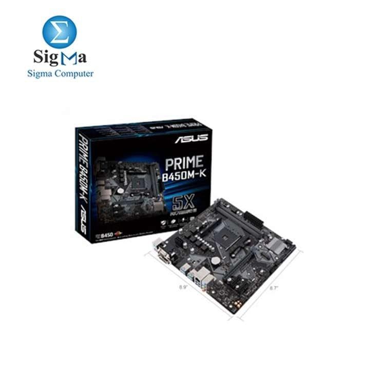 لوحة أم اسوس PRIME B450M-K AMD AM4 mATX بإضاءة LED