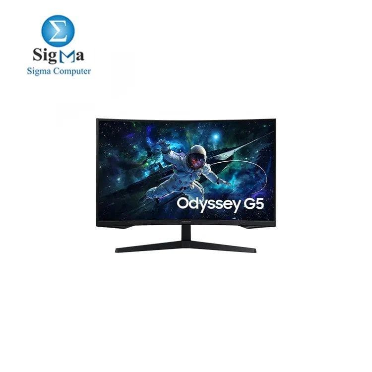 شاشة سامسونج Odyssey G5 G55C مقاس 32 بوصة، QHD VA منحنية للالعاب، 165Hz، 1MS، لون اسود - LS32CG552EMXEG