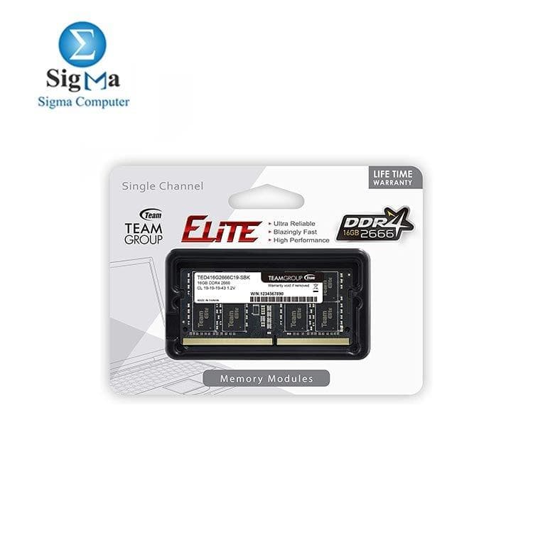رام تيم جروب ELITE 8GB 2666MHz DDR4 للابتوب