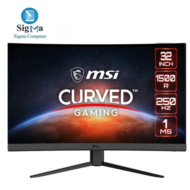 شاشة جيمنج ام اس اي G32C4X – مقاس 31.5 بوصة FHD 1500R منحنية، 250Hz، 1ms، لوحة VA، Adaptive Sync، HDR Ready، ألوان واسعة، تصميم بدون إطار