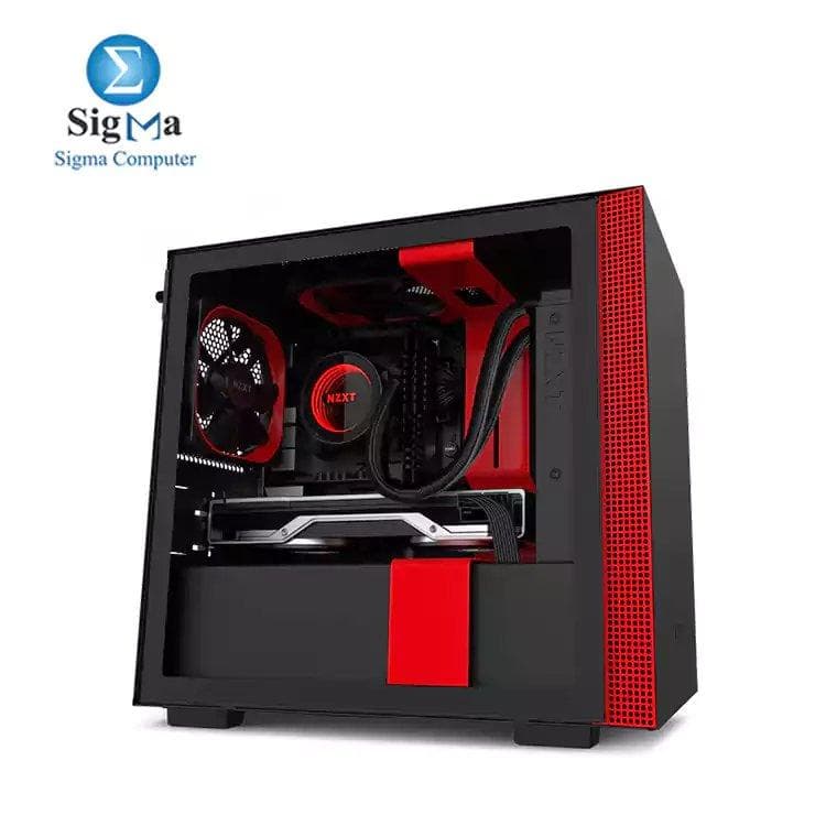 NZXT H210 CA-H210B-BR كيسة كمبيوتر جيمنج Mini-ITX مع 2 مروحة 120MM أسود/أحمر