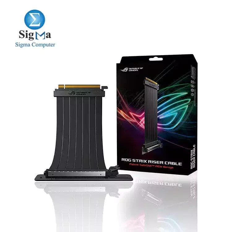 كابل رايزر اسوس RS200 ROG Strix بطول 240 مم PCI-E x 16، محول 90 درجة، تصميم SafeSlot™ الحاصل على براءة اختراع، حماية EMI