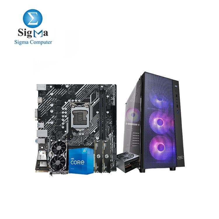تجميعة I5-11400F لوحة أم اسوس PRIME H510M-K ii كرت شاشة EVGA RTX 2060 KO ULTRA 6G رامات اتش بي V6 (2x8GB) 3200 هارد اتش بي EX900 M.2 256GB كيسة deepcool matrexx 55 4 مراوح باور سبلاي EVGA 600 BR 80 BRONZE