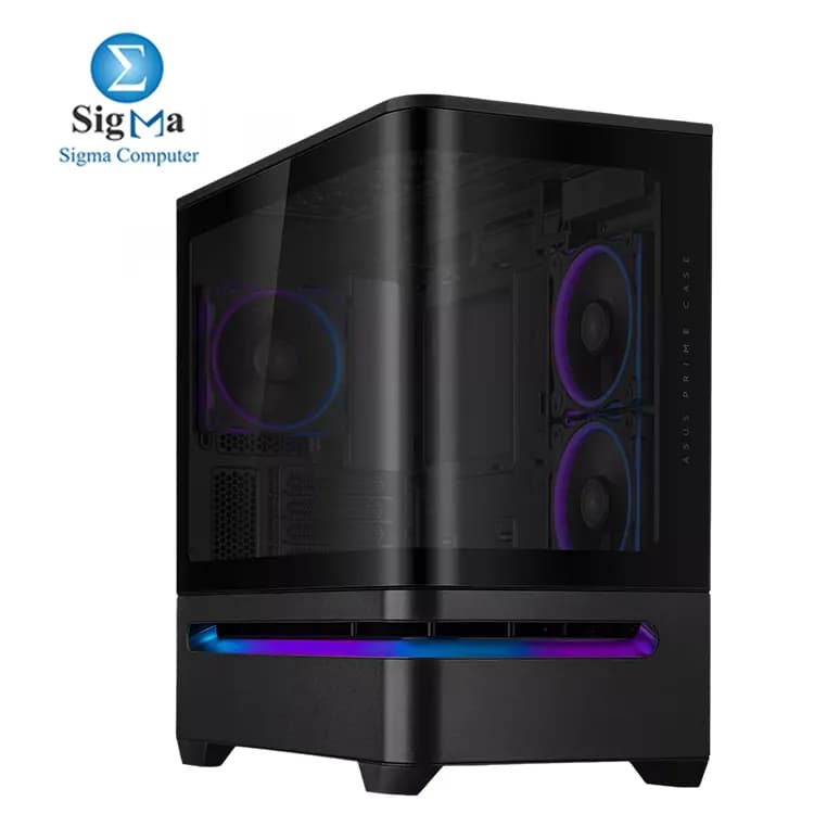 ASUS Prime AP202 ARGB Black mATX pc case with Fully Tempered Curved Glass