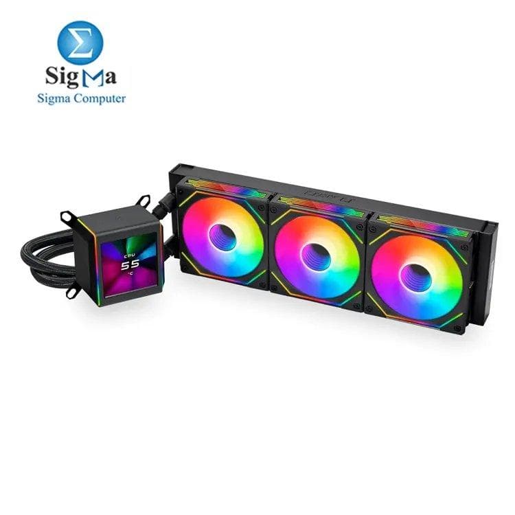 Lian Li Galahad II LCD 360 AIO: 2.88” IPS LCD, Asetek 8th Gen pump (3600 RPM), 360mm aluminum radiator with ARGB fans, supports Intel LGA 1700/1200/115x & AMD AM5/AM4.