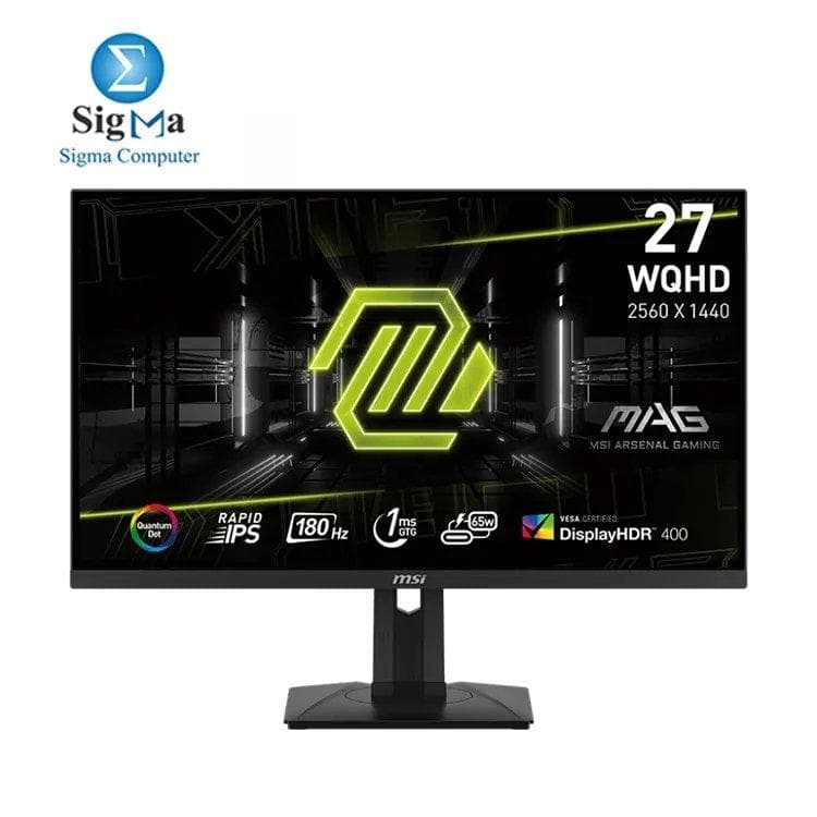 شاشة جيمنج ام اس اي MAG 274QRF QD E2 مقاس 27 بوصة WQHD - دقة 2560x1440، لوحة Rapid IPS Quantum Dot، 180Hz / 1ms، تغطية ألوان 150% sRGB، DisplayHDR 400 - منافذ DP 1.4a، HDMI 2.0b، USB Type-C، ضمان 3 سنوات
