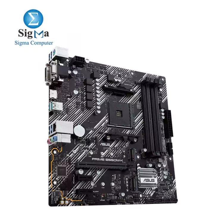 لوحة أم اسوس AMD B550M-K (Ryzen AM4) مايكرو ATX مع منفذين M.2، PCIe 4.0، ايثرنت 1 Gb، HDMI/D-Sub/DVI، SATA 6 Gbps، USB 3.2 Gen 2 Type-A