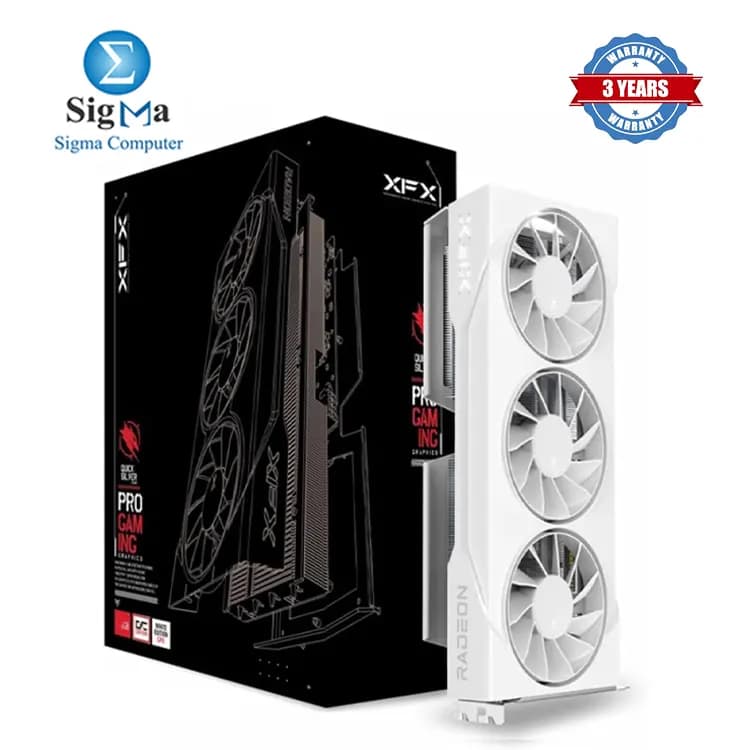 كرت شاشة XFX Swift اي ام دي Radeon RX 9060 XT OC White Triple Fan Gaming Edition 16GB GDDR6 RDNA 4 3320MHz Boost 128-bit Triple Fan 2x DP 2.1 HDMI 2.1 1x 8-pin PCIe 5.0
