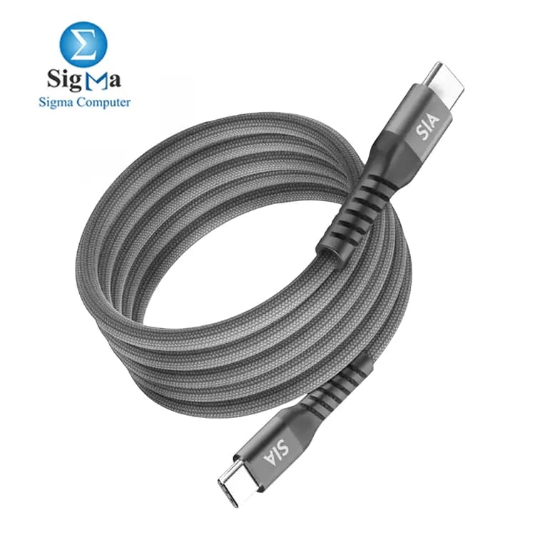 SIA Powerlink Magnetic Tie Braided Nylon Cable C-C 65W 1.0M Gray