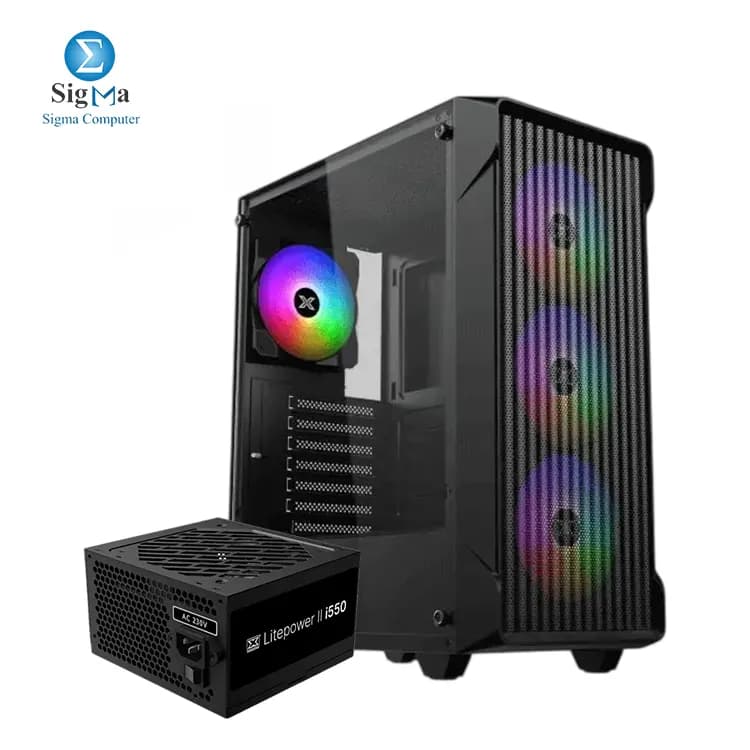 XIGMATEK Sky II Wave FRGB + Litepower II i550 550W Mid Tower Case