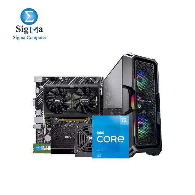تجميعة انتل Core i3-10105F مع لوحة أم اسوس PRIME H510M-K وكرت شاشة GTX 1650 Gaming Pro 4GB ورام Crucial 16GB DDR4 2666 MHz وهارد PNY CS900 120G وكيسة COUGAR MX440-MESH RGB وباور سبلاي 500W
