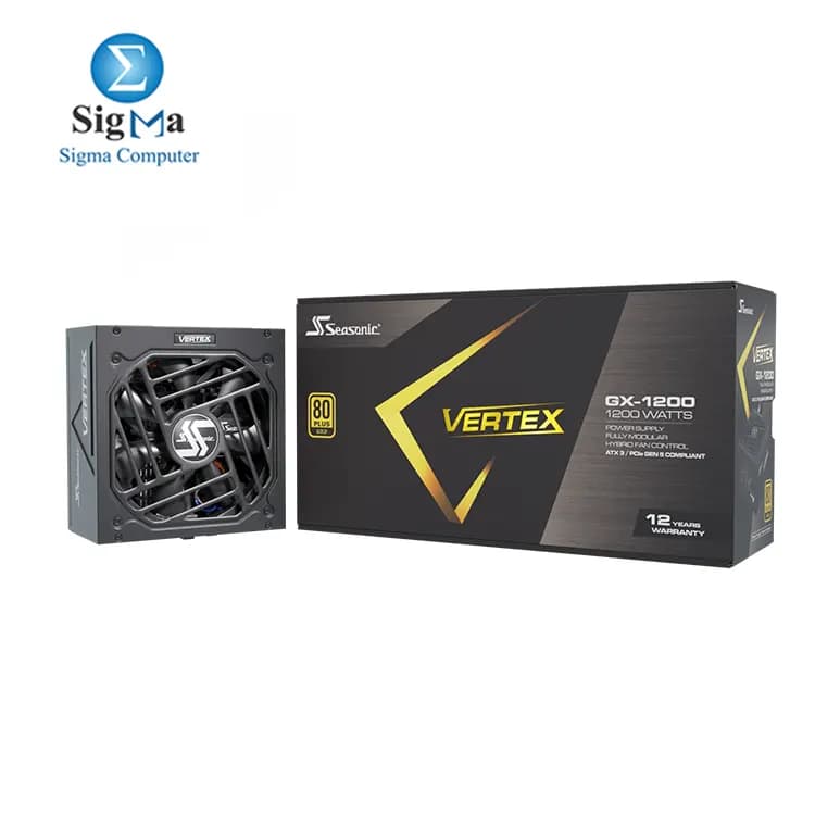 مزود طاقة SEASONIC Vertex GX-1200 1200W Atx 3.1 80 Plus Gold Fully Modular بمروحة Hybrid