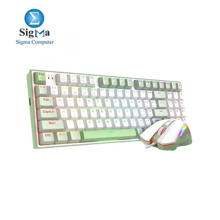 ريدراجون S134 c كومبو جيمنج متكامل كيبورد ميكانيكي 94% RGB سويتش بني، ماوس 7200 DPI مستشعر بصري
