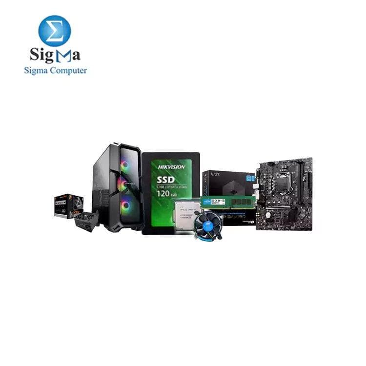 باندل كيسة COUGAR MX440-G RGB - باور VTC 500W - معالج انتل Core i3-10105 - لوحة أم MSI H510M-A PRO - رام CRUCIAL 8GB DDR4 2666 - هارد Hikvision SSD-C100-120G
