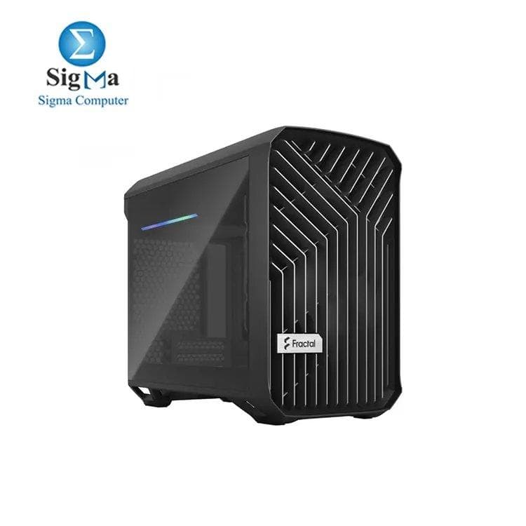 Fractal Design Torrent Nano Black - Dark Tint Tempered Glass Side Panels - Open Grille for Maximum air Intake - 180mm PWM Fan Included - Type C - mITX Airflow Mini Tower PC Gaming Case