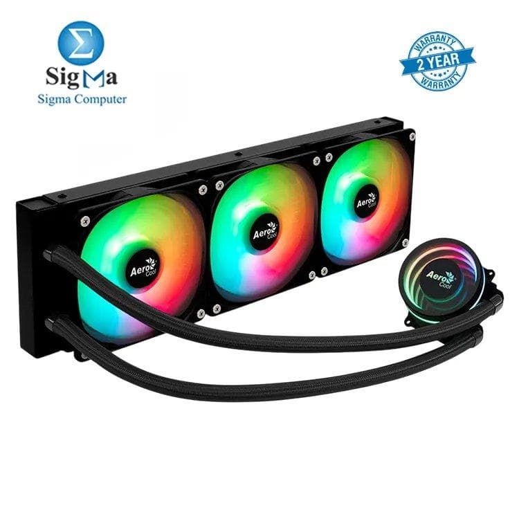 AeroCool Oasis L360 360mm ARGB LIQUID COOLER, 392mm radiator, 300W TDP, 2700RPM pump, 500-2200RPM fans with 65.8 CFM airflow, compatible with Intel LGA1700 and AMD AM5 sockets