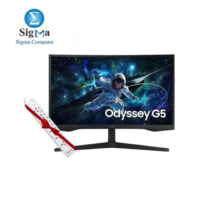 Monitor SAMSUNG LC27G55TQBMXEG 27 Inch Odyssey G5 Gaming Monitor with SIA Power Strip 3 USB Port 6 Power Socket White FREE.