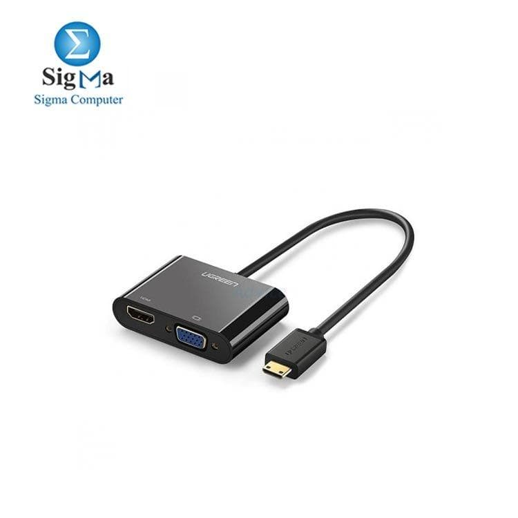 محول يوجرين CM101 موديل 40744 من HDMI إلى VGA و HDMI مع صوت - أسود