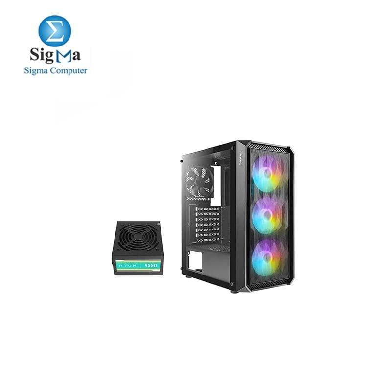 ANTEC NX292 mid tower 4Fan (3*120M ARGB) (1*120M) Normal+psu Antec Atom V550