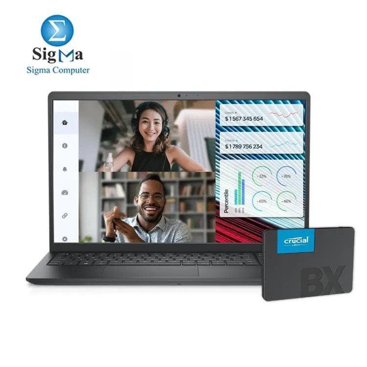 Crucial BX500 240GB 3D NAND SATA 2.5-inch And Dell Vostro 3520 - Intel Core i5 1235U - Intel UHD Graphics - 8GB DDR4 2666MHz -256GB NVMe SSD - 15.6 inch FHD 120Hz