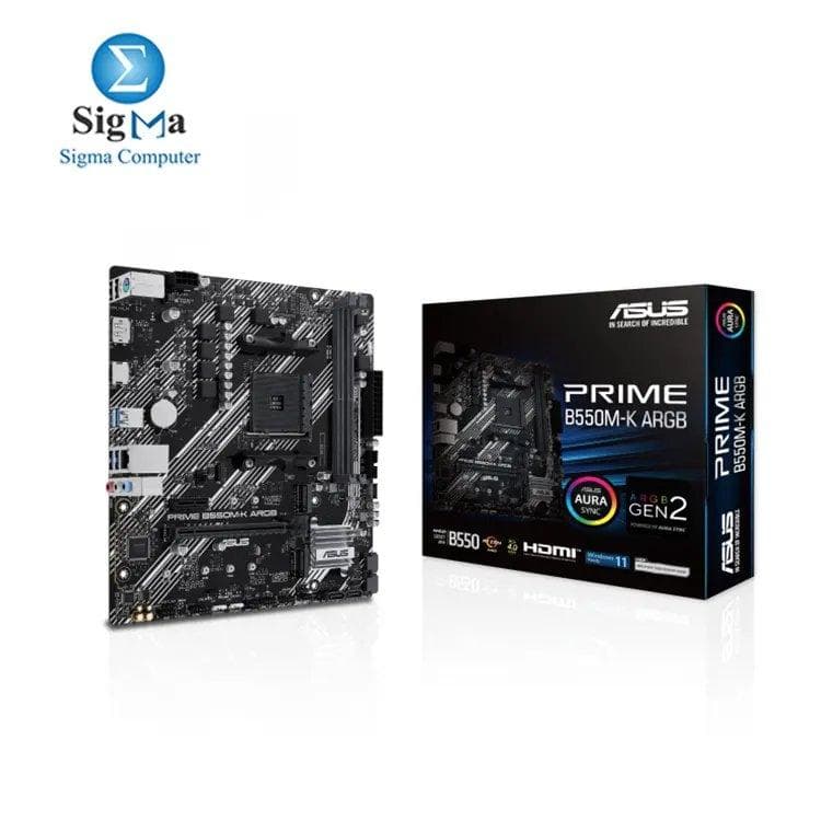 ASUS AMD PRIME B550M-K ARGB Socket AM4 Motherboard