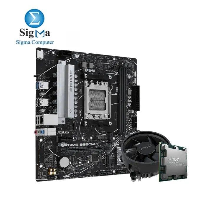 لوحة أم اسوس PRIME B650M-R Micro-ATX DDR5 ومعالج AMD RYZEN 5 7500F 6 Core 3.7GHz