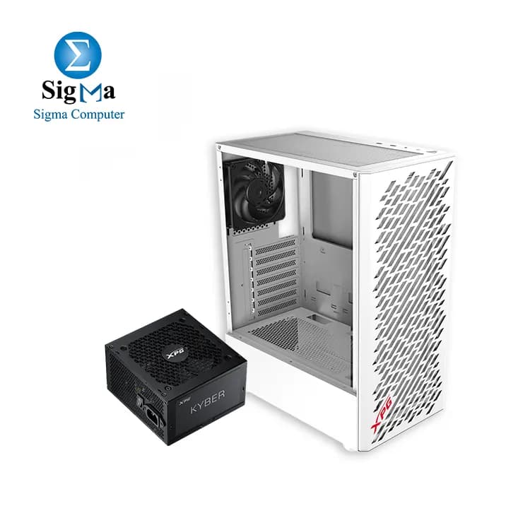 كيسة XPG-Valor AIR مدمجة أبيض + باور سبلاي Kyber 750w 80+ Gold ATX3.1 أسود