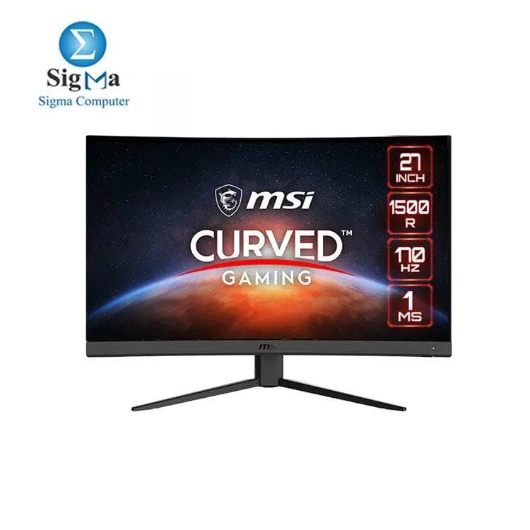 شاشة ام اس اي G27CQ4 E2 مقاس 27 بوصة منحنية 1500R للجيمنج بدقة 2K 2560x1440 WQHD، لوحة VA، تردد 170Hz، استجابة 1ms، تدعم FreeSync Premium، منافذ HDMI وDisplayPort، قابلة لتعديل الارتفاع