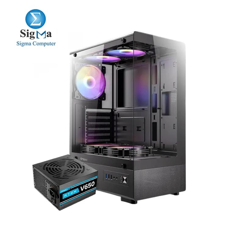 ANTEC VCX300 5Fan 120M ARGB+PSU Antec Atom V650w For PSU