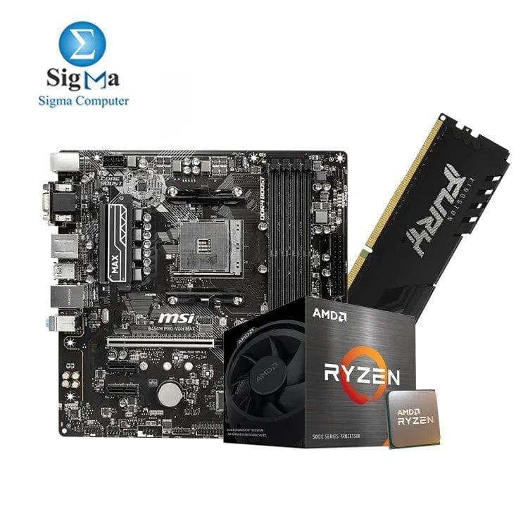 MSI B450M PRO-VDH Max And Ryzen 7 5700 8 Core 16 Thread And Kingston Fury Beast 1x16GB 3200MHz
