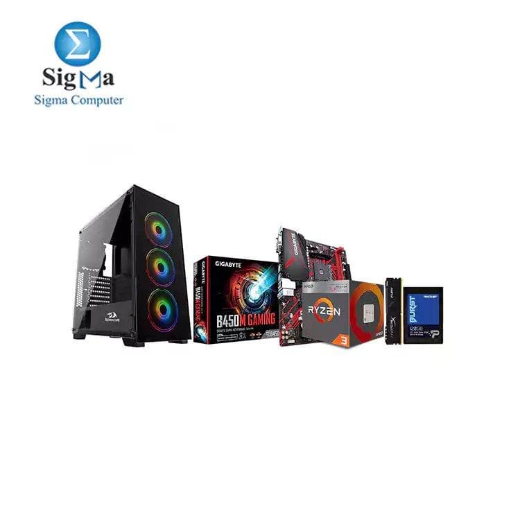 BUNDLE AMD Ryzen™ 3 2200G B450M GAMING 8GB DDR4 3200MHz SSD 120GB SATA III REDRAGON Gaming PC Case GC-618 + 600W