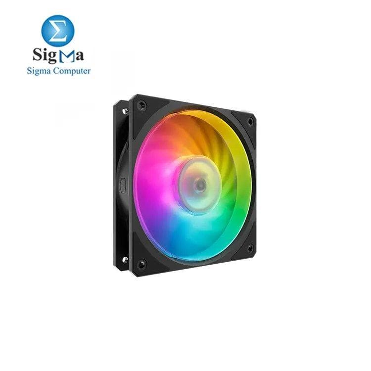 Cooler Master Mobius 120P ARGB High Performance Interconnecting Ring Blade Fan, PWM 2400rpm, Loop Dynamic Bearing, ARGB Customizable LEDs for PC Case, Liquid and Air Cooler (MFZ-M2DN-24NP2-R1) Black