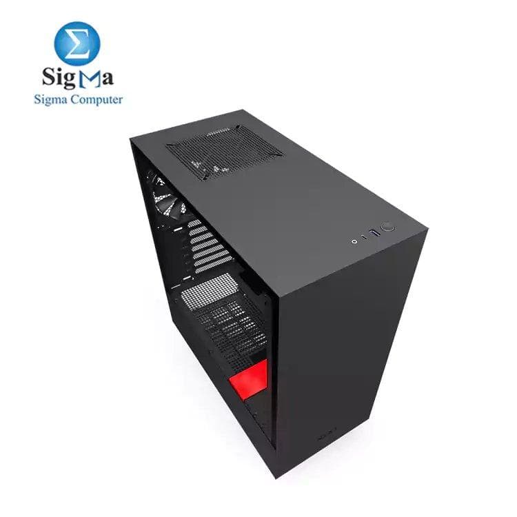 NZXT H510 - CA-H510B-BR - كيسة كمبيوتر جيمنج ATX Mid-Tower مدمجة مع 2 مروحة 120MM أسود/أحمر