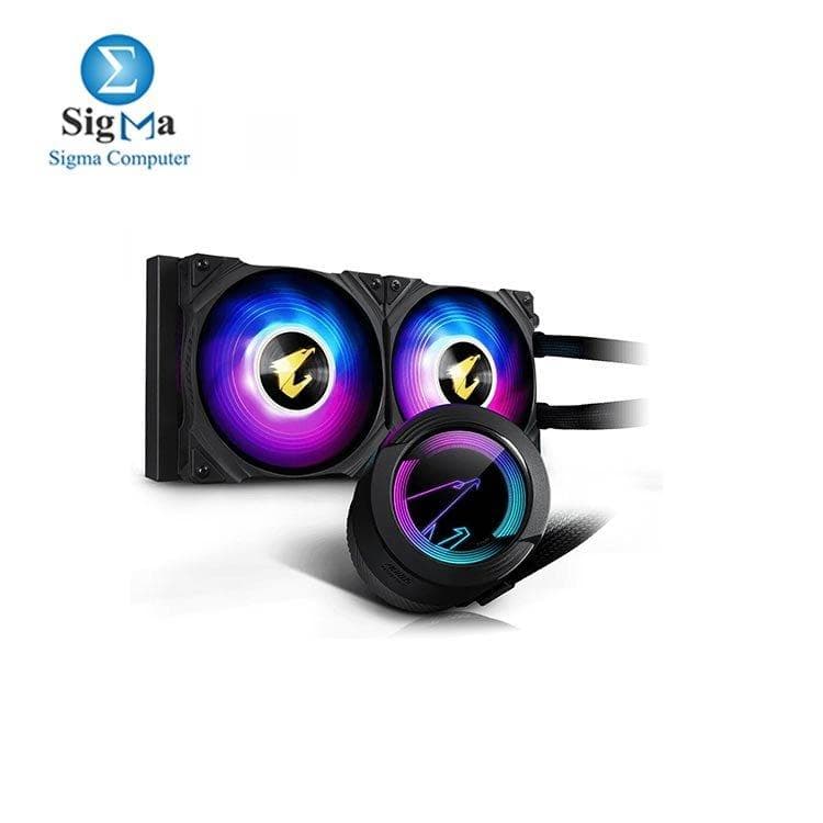 مبرد مائي AORUS WATERFORCE 240، مبرد متكامل مع شاشة LCD دائرية، RGB Fusion 2.0، مراوح 120mm ARGB