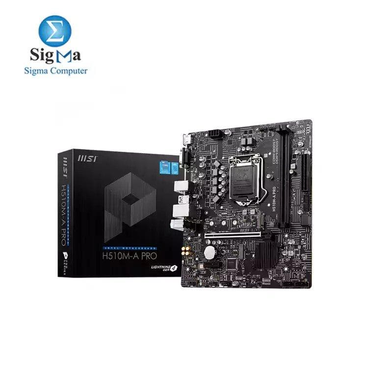 ام اس اي H510M-A PRO مقاس Mirco-ATX جيل 4 تدعم معالجات انتل Core الجيل العاشر والحادي عشر وPentium Gold وCeleron لمقبس LGA 1200