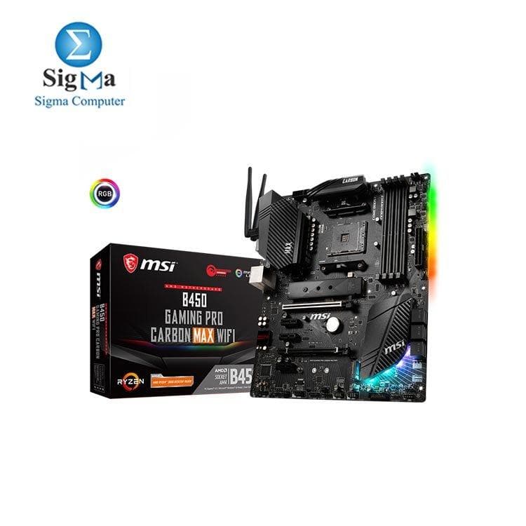 لوحة أم ام اس اي B450 GAMING PRO CARBON MAX WIFI AM4 AMD B450 SATA 6Gb/s ATX