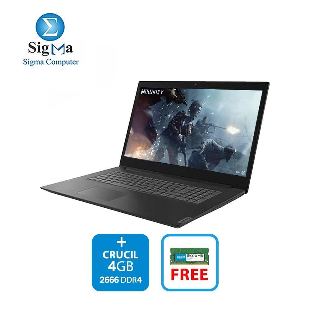لابتوب لينوفو Ideapad L340-15API - معالج AMD Ryzen 5-3500U، رام 4GB، هارد 1TB، كرت شاشة Radeon Vega 8، شاشة 15.6 بوصة HD + رام CRUCIAL 4GB 2666 DDR4