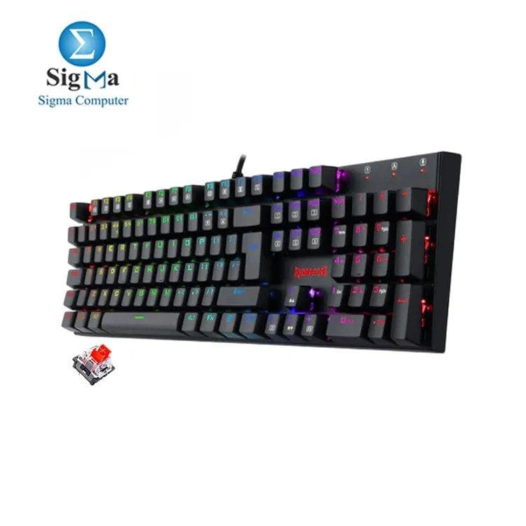 ريدراجون RUDRA K565E رينبو ايليت كيبورد جيمنج ميكانيكي بإضاءة خلفية - سويتش أحمر