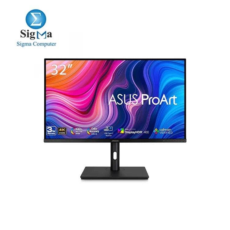 شاشة اسوس ProArt احترافية 32 بوصة 4K HDR موديل PA329CV - UHD, IPS, 100% sRGB, Calman Verified, USB-C, DisplayPort, HDMI, حامل قابل للتعديل
